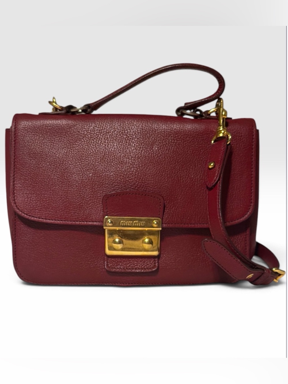 Miu Miu Bordeaux Leather Top-Handle Crossbody Bag